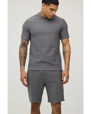 Slim Fit Ribbed Jersey T-Shirt & Shorts Set