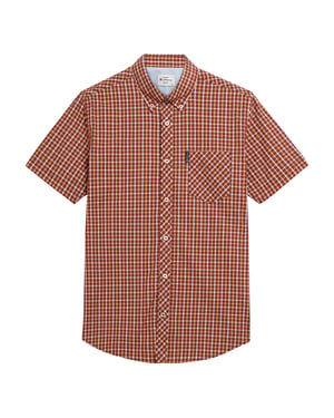 Ben Sherman Heren Signature Huis Gecheckt Korte Mouwen Overhemd (Rood)