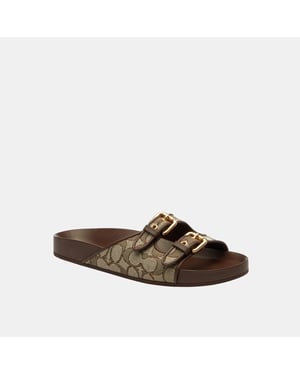 Two Band Buckle Sandal In Signature Jacquard