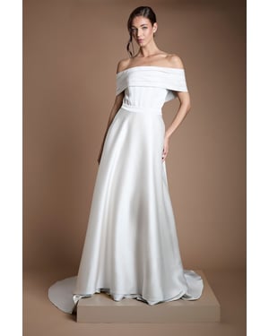 Structured Wrap Bridal Overskirt with Full Train