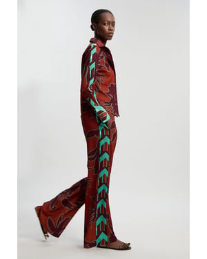 Western Printed Twill Woven Straight Trousers