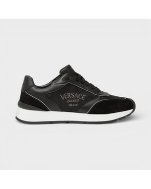 Versace Men's Leather Mix Sneakers Black