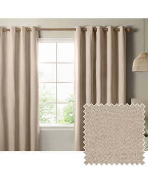 The Ultimate Blackout Textured Woven Eyelet Curtain Pair, Natural