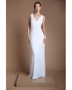 Geometric Beadwork Maxi Wedding Dress