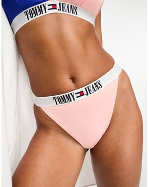 Tommy Jeans archive hög midja bikiniunderdel i rosa