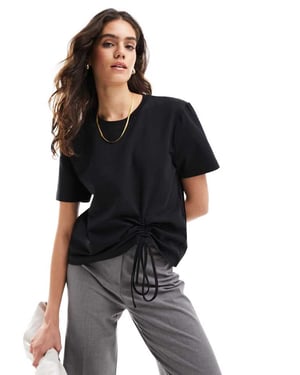 French Connection Rallie rynkad bomull t-shirt i svart