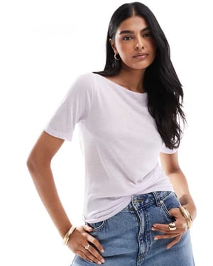 Abercrombie & Fitch transparent jersey t-shirt i lavendel med slitsat nacke