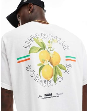 ASOS DESIGN oversized t-shirt i vitt med limoncello-tryck
