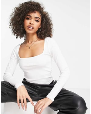 ASOS DESIGN fyrkantig halsringning långärmad topp i vitt