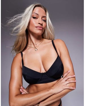 ASOS DESIGN Maya Fyllig byst mixa och matcha underwire långline bikiniöverdel i svart