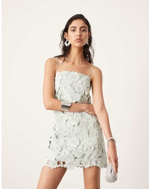 ASOS EDITION blommig skuren cami skift mini klänning i ljusgrön