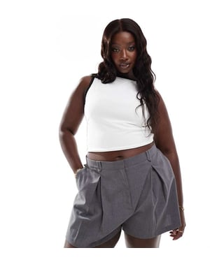 ASOS DESIGN Curve högmidjade skräddarsydda shorts i grått