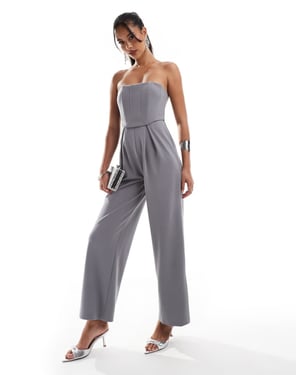 ASOS DESIGN bandeau korsett byxdress i rökgrå