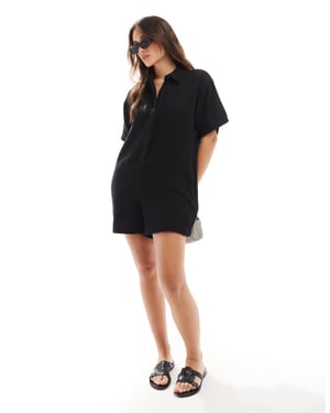 ASOS DESIGN skjortoverall i svart