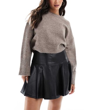 Miss Selfridge fusk läder kilt minikjol i svart