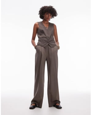 Topshop co ord v-ringad väst i brun BRUN