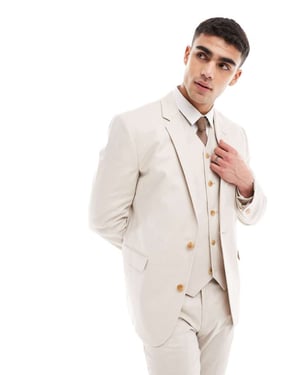 ASOS DESIGN slim linneblandning kavaj i sten