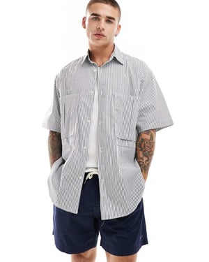 Sixth June oversize randig skjorta i blått