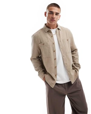 ASOS DESIGN overshirt i våffel i sten