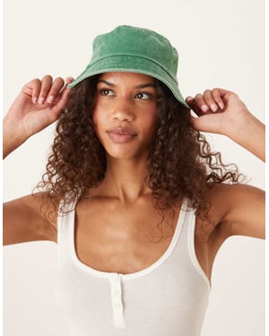 ASOS DESIGN bucket hatt i tvättad grön