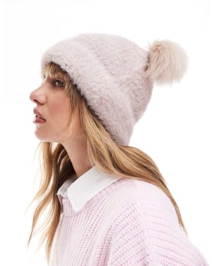 ASOS DESIGN dubbel faux fur pom-pom mössa i mink