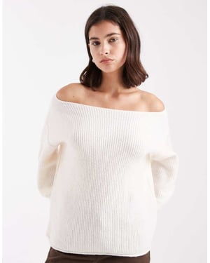 Miss Selfridge asymmetrisk av axeln lös och mysig stickad tröja i krämfärgad