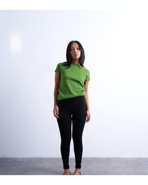 Topshop Petite hel långa tyngre leggings i svart
