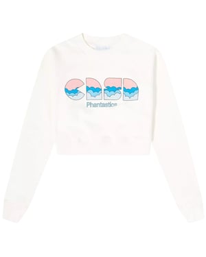 Casablanca Casa Clouds Screentryckt Vit Cropped Sweatshirt