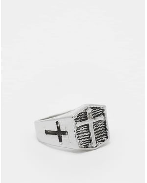 ASOS DESIGN ring med korsdetalj i borstat silver