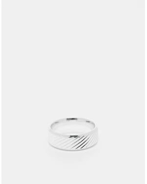 Jack & Jones silverpläterad ring med horisontell präglad design