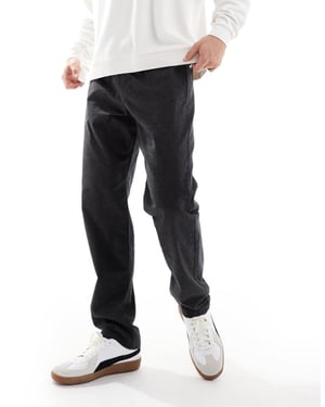 Jack & Jones tapered fit smartbyxor med dragsko i midjan i mörkgrått