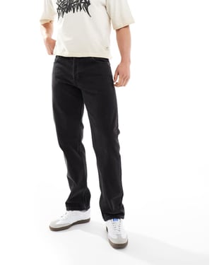 Weekday Klean raka jeans i svart