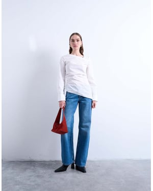 Topshop Ember låg midja rakben jeans i vintage blå
