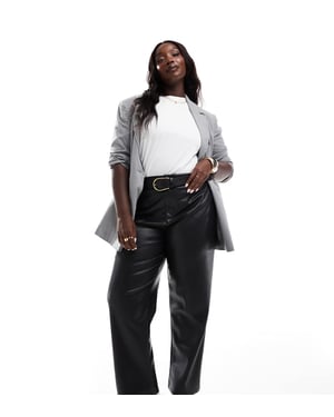ASOS DESIGN Curve fusk läder raka byxor i svart