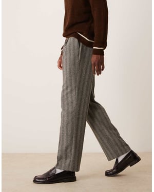 ASOS DESIGN smart raka texturerade byxor med frontveck i grått