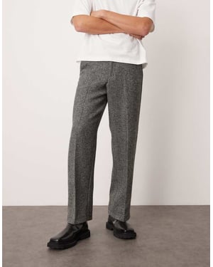 ASOS DESIGN smart vid ben i ullblandning med fiskbensmönster i svart