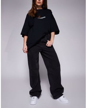 Weekend Collective baggy tunnjeans i svart tvätt
