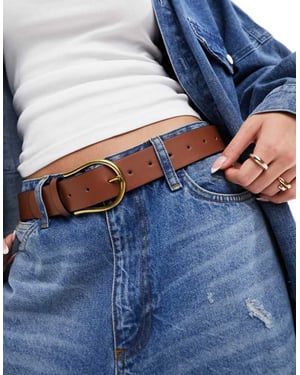 ASOS DESIGN midja och höft halvmåne jeansbälte i tan