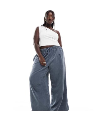 ASOS DESIGN Curve kord badkjol med vida ben i blått