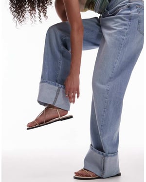 Topshop hög midja uppvikt jeans i vintage blekt