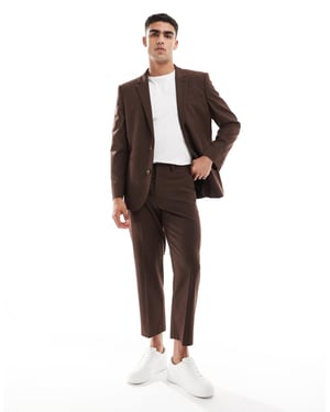 ASOS DESIGN raka kostymbyxor i brunt
