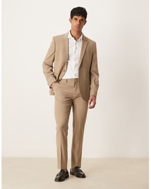 ASOS DESIGN tvättbara slim fit kostymbyxor i lätt ull i beige