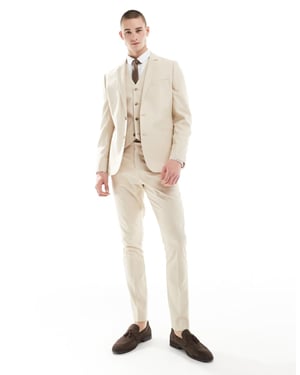 ASOS DESIGN bröllop skinny kostymbyxor i sten