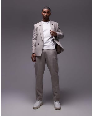 Topman raka passform texturerade kostymbyxor i sten
