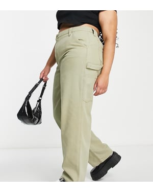 ASOS DESIGN Curve minimal cargobyxa i khaki med kontrastsömmer