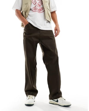 Jack & Jones löst sittande arbetsbyxa i chinos i chokladbrun