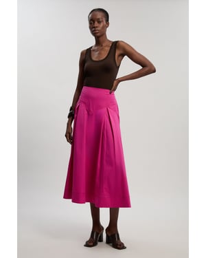 Cotton Woven Prom Skirt With Dropped Waist Detail
