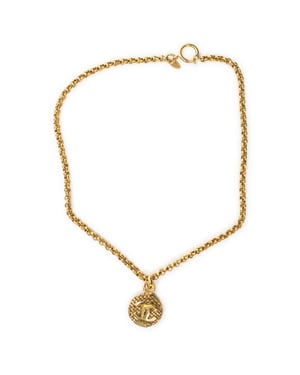 CC Quilted Round Pendant ChainNecklace Necklace