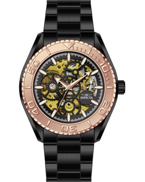 Invicta Objet D Art 69764 Heren Horloge - Automatisch Uurwerk - Roestvrij Staal met zwarte Wijzerplaat - 43mm