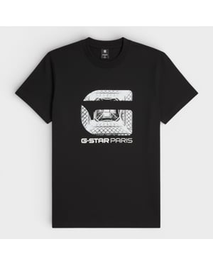 G-Star Logo Paris T-Shirt - Black and White - Men's Cotton